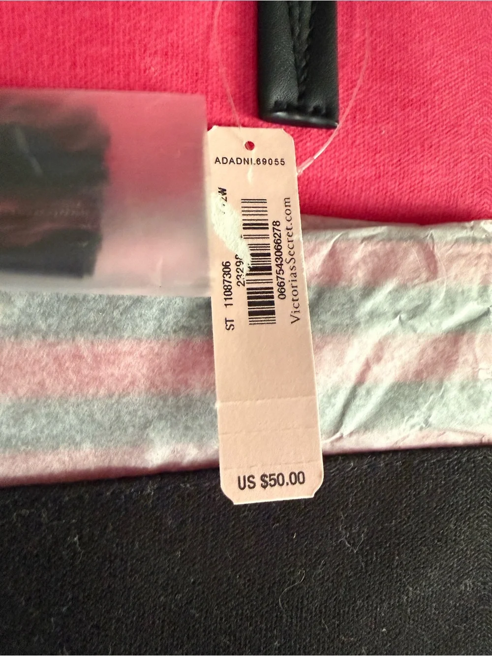 Victoria's Secret Hot Pink and Black Tote with Striped Accent